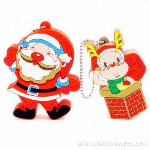 Christmas Design USB Flash Drive with 1 to 32GB Memory Capacity, Free Printing and Packaging